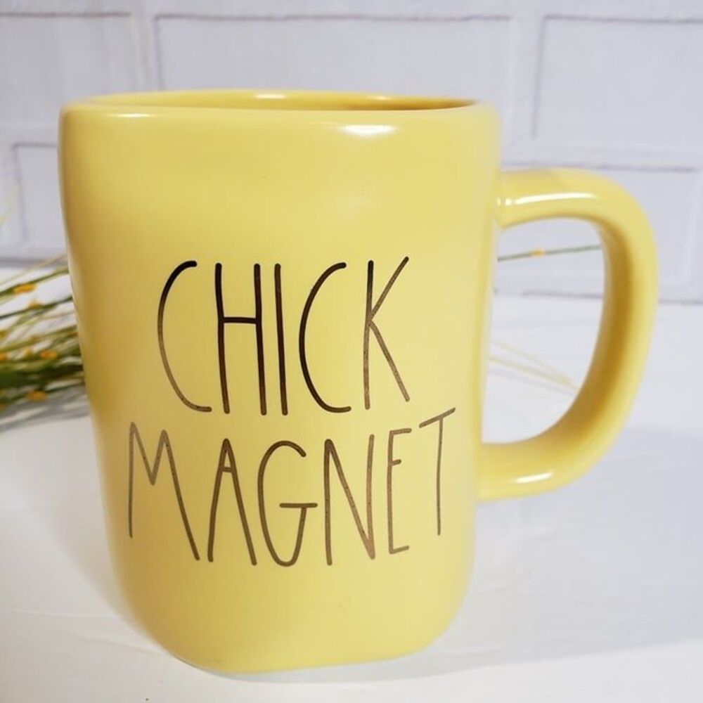 Rae Dunn Artisan Large Yellow Easter Chick Magnet Mug Gold Lettering Cup
